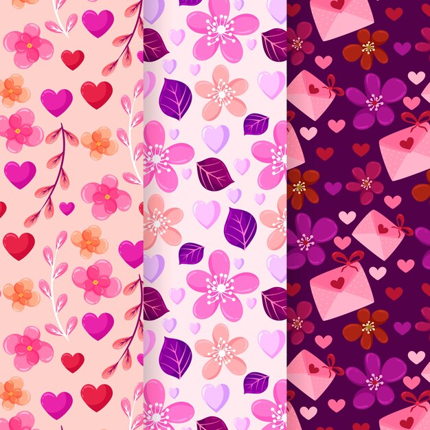 Flat design valentines day pattern collection concept