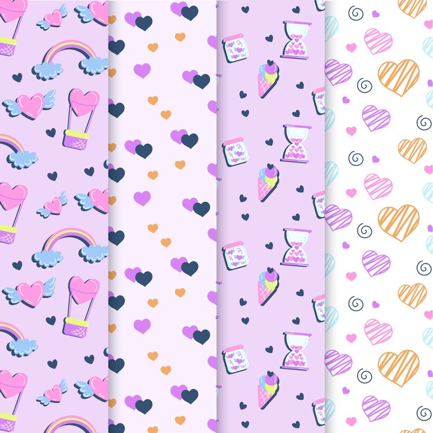 Flat design valentines day pattern collection