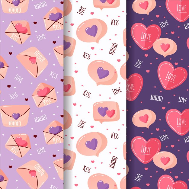 Flat design valentines day pattern collection