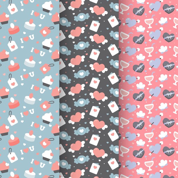 Flat design valentines day pattern collection