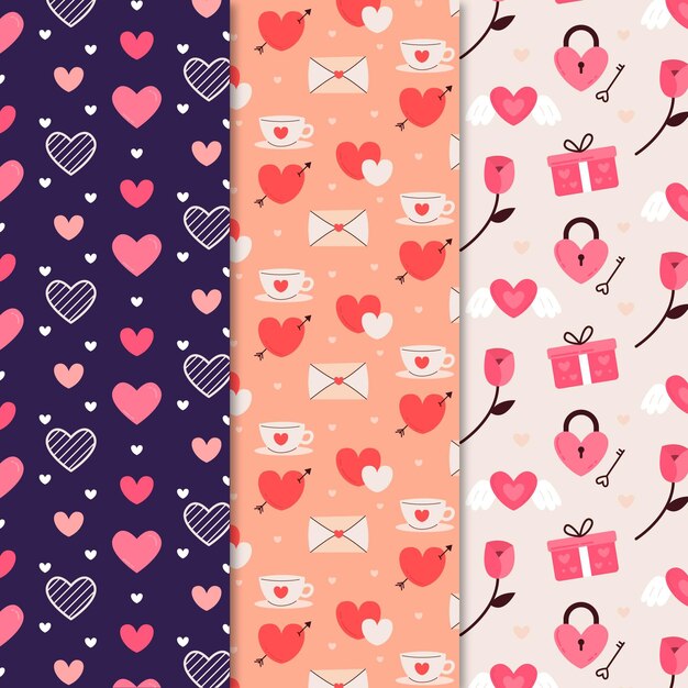 Flat design valentines day pattern collection