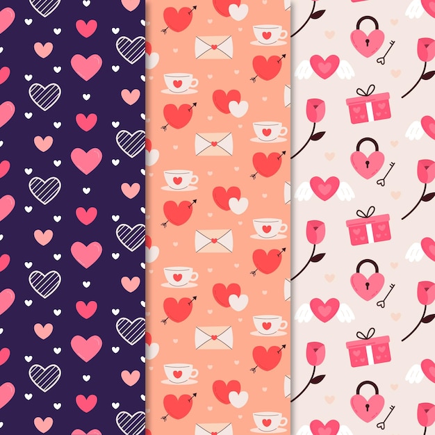 Flat design valentines day pattern collection