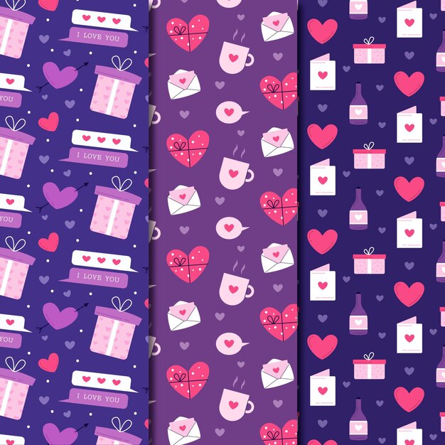 Flat design valentines day pattern collection