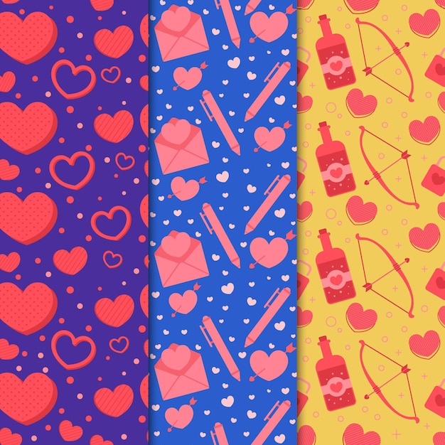 Flat design valentines day pattern collection
