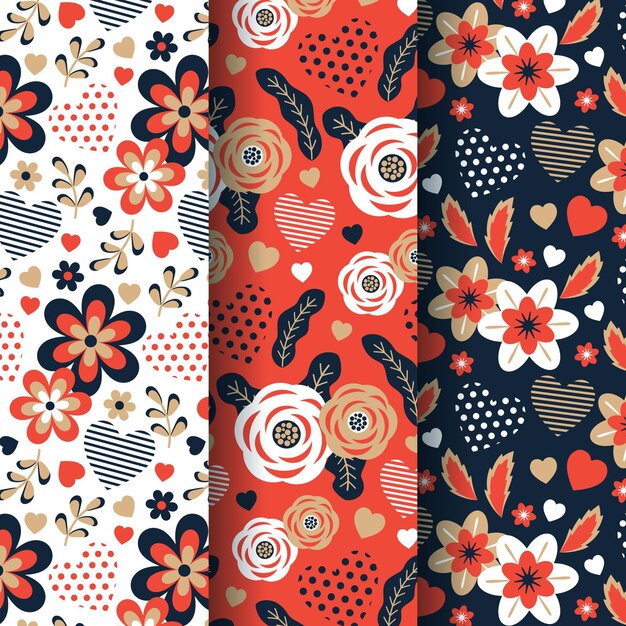 Flat design valentines day pattern collection