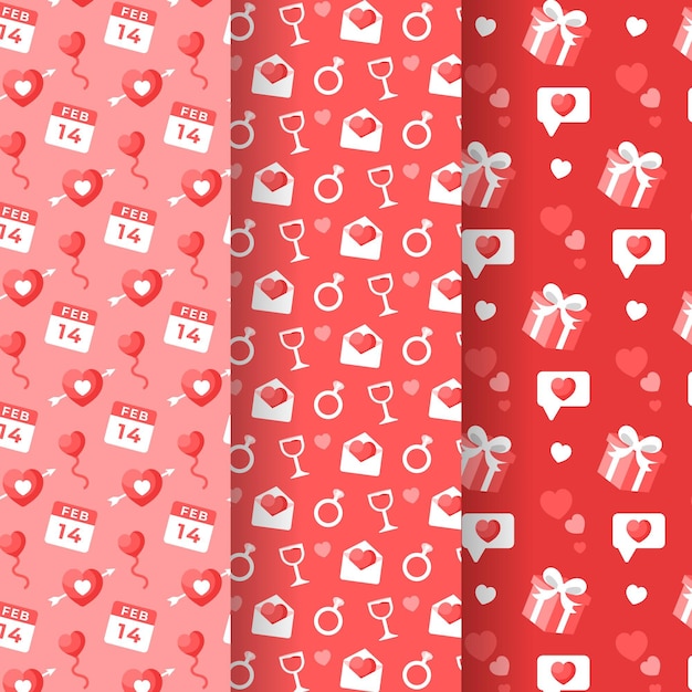 Free vector flat design valentines day pattern collection