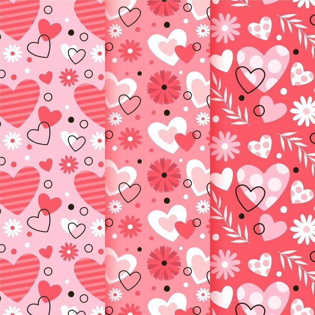 Flat design valentines day pattern collection