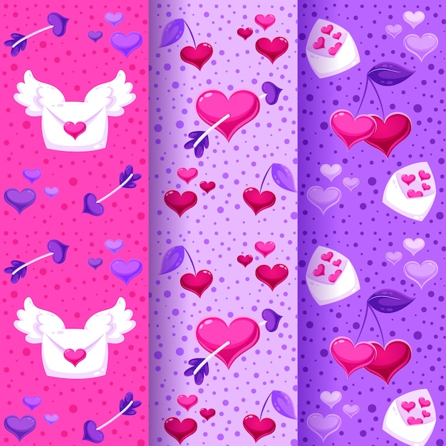 Flat design valentines day pattern collection