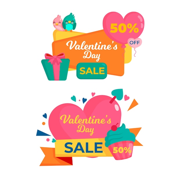 Flat design valentines day sale banners template