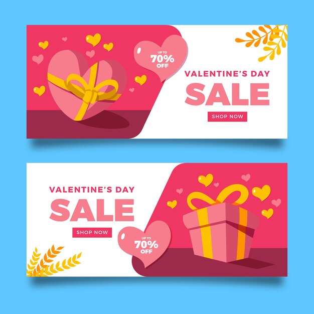 Flat design valentines day sale banners template