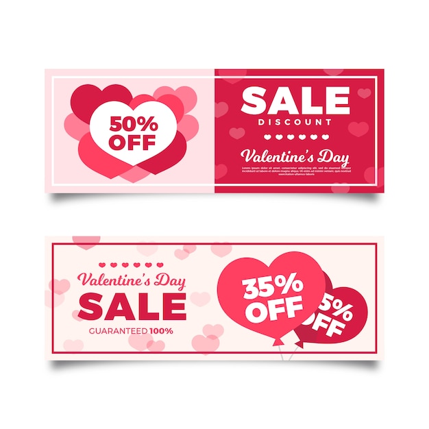 Flat design valentines day sale banners template