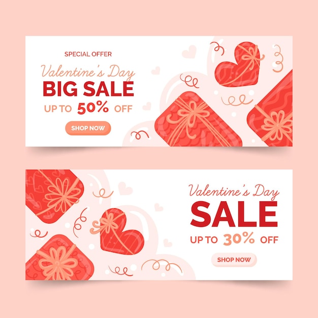 Flat design valentines day sale banners template