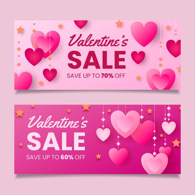 Flat design valentines day sale banners template