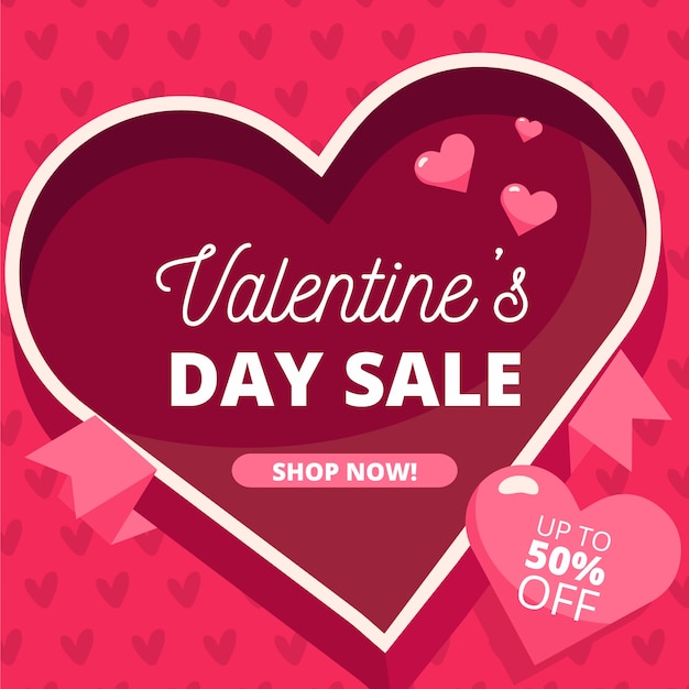 Free vector flat design valentines day sale concept