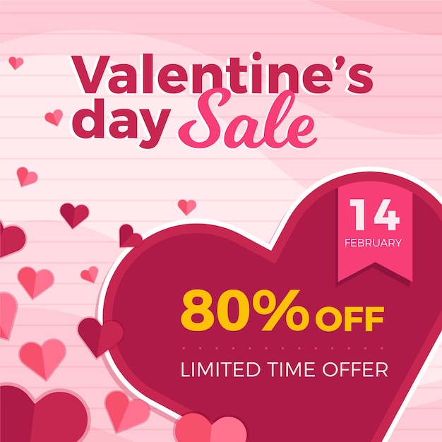 Flat design valentines day sale concept