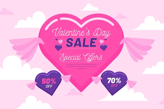 Flat design valentines day sale concept