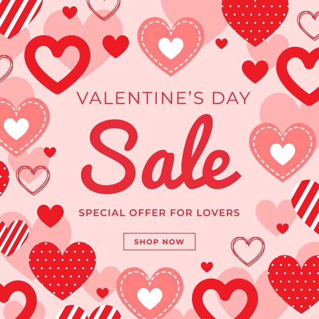 Flat design valentines day sale concept