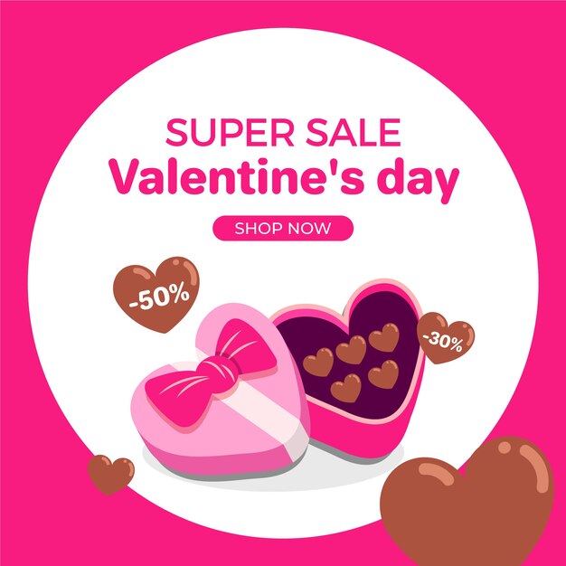 Flat design valentines day sale concept