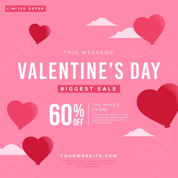 Free vector flat design valentines day sale