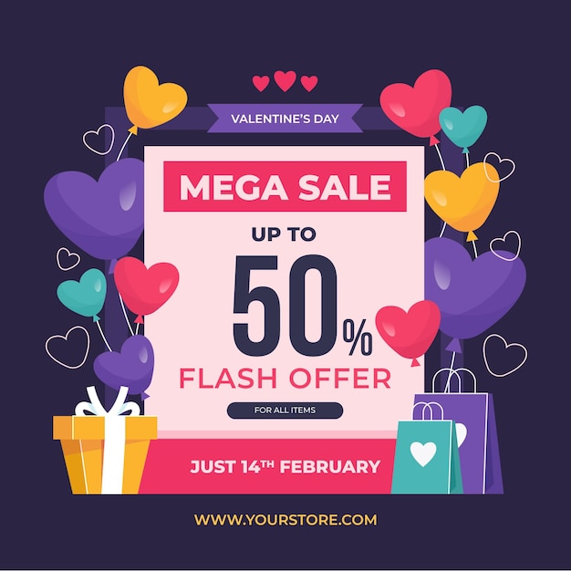 Free vector flat design valentines day sale