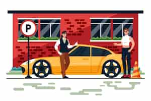 Free vector flat design valet parking illustration