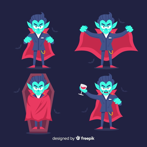 Flat design of vampire character collection