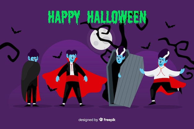 Flat design vampire character collection