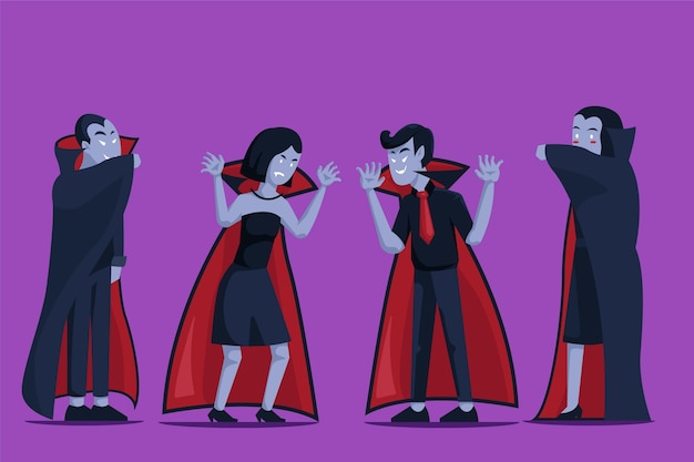 Flat design vampire character collection