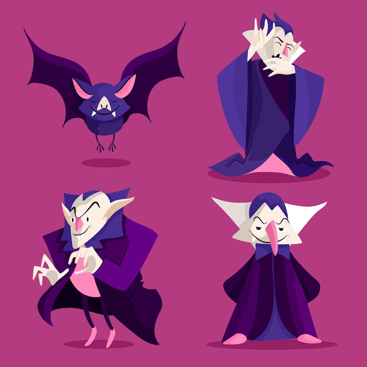 Free Vector flat design vampire character collection