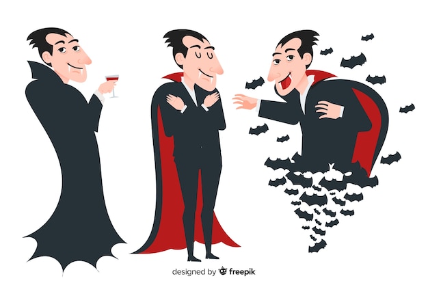 Free vector flat design of vampire collection