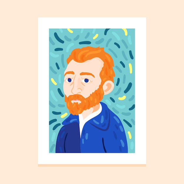 Illustrazione della pittura di van gogh di design piatto