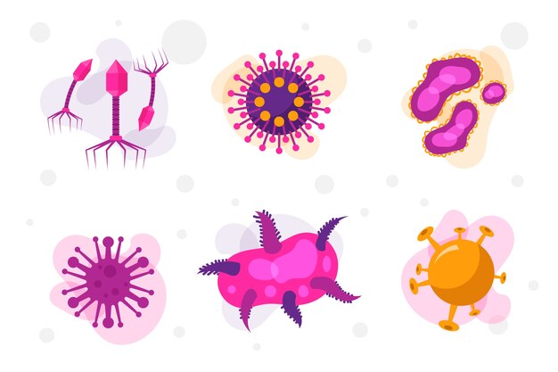 Flat design variety of virus isolated on white wallpaper