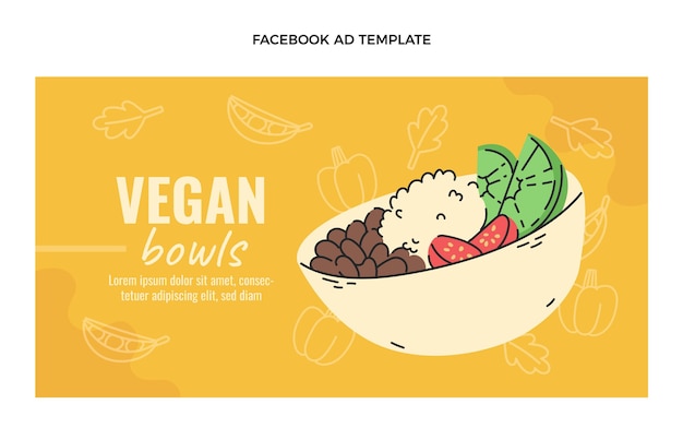 Vettore gratuito modello di facebook ciotola vegan design piatto