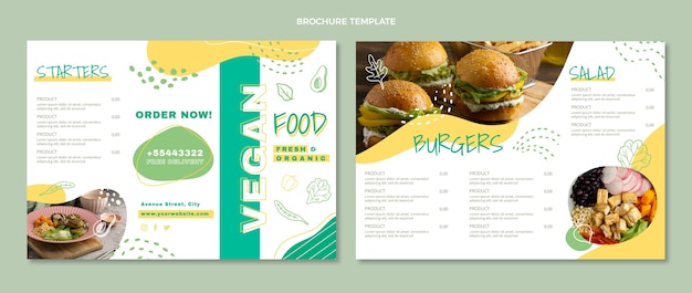 Flat design vegan food brochure