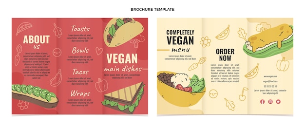 Vettore gratuito brochure di cibo vegano dal design piatto