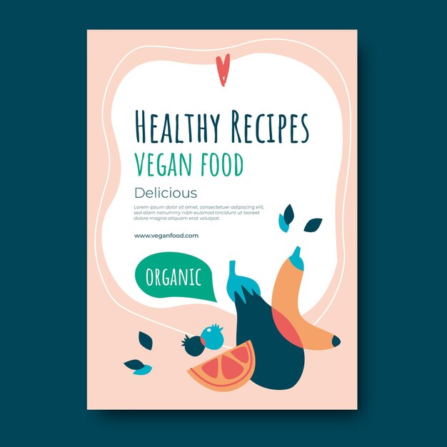 Flat design vegan food poster