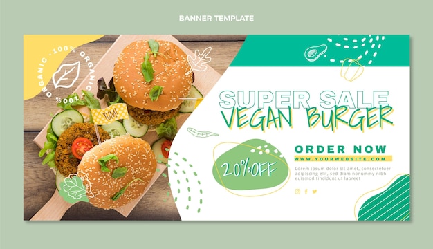 Flat design vegan food sale background