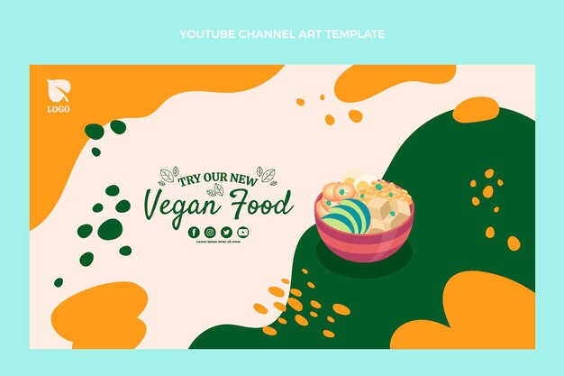 Flat design vegan food youtube channel