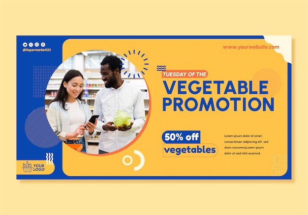 Vettore gratuito post facebook di promozione vegetale design piatto