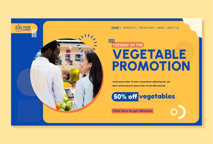 मुफ़्त वेक्टर flat design vegetable promotion landing page