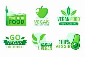 Free vector flat design vegetarian badge collection