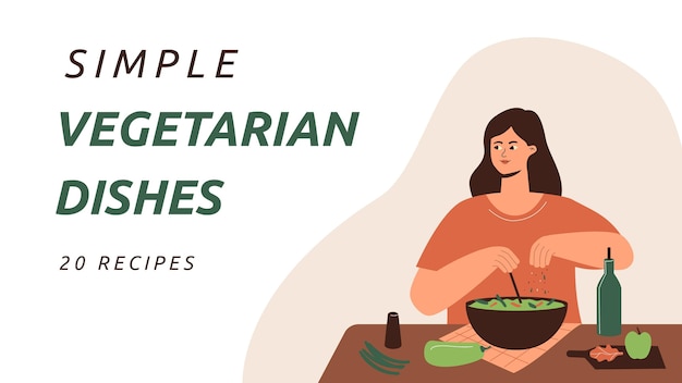 Вегетарианские блюда в плоском дизайне на YouTube