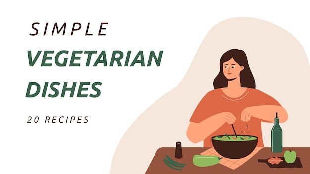 Flat design vegetarian dishes youtube thumbnail