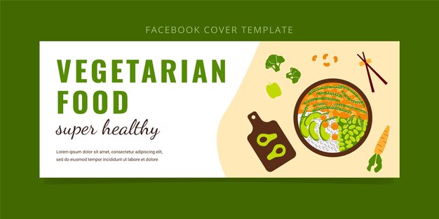 flat design vegetarian food facebook cover template