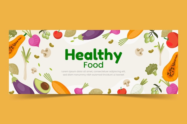 Free vector flat design vegetarian food facebook cover