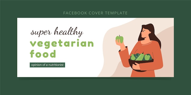 Flat design vegetarian food facebook cover