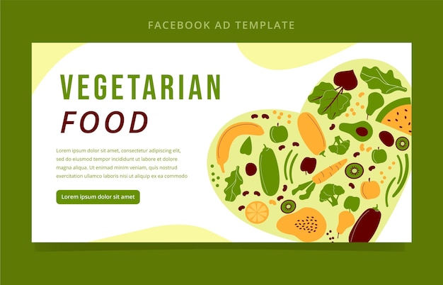 Vettore gratuito post di facebook di cibo vegetariano design piatto