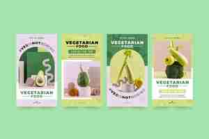 Free vector flat design vegetarian food instagram stories