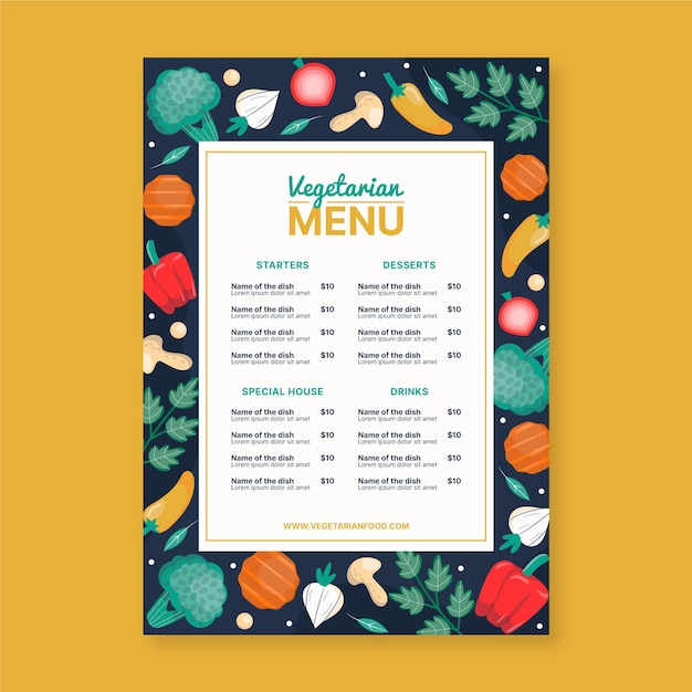 Flat design vegetarian menu template