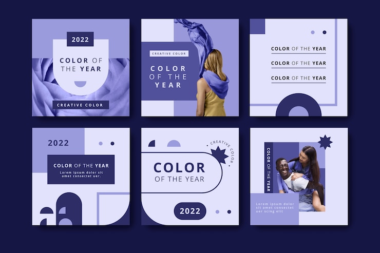 Free Vector flat design very peri instagram post collection